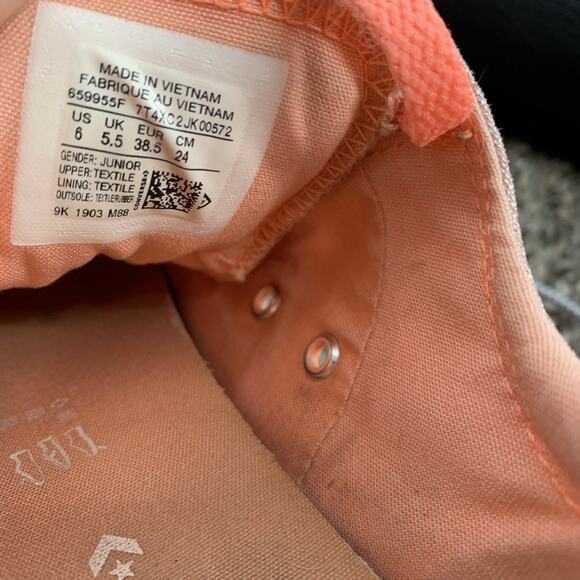 Converse All Star Sparkly Neon Low Top Sneakers Size 6 Juniors Big Kids Orange - Picture 7 of 8